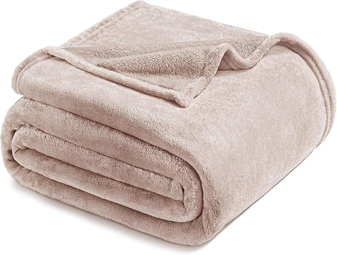 Exclusivo Mezcla Fleece Blanket King Size for Bed, Super Soft and Warm, All Season Use, Cozy, Plush, Lightweight, 120x120 Inches, Light Grey