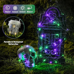 JMEXSUSS 2 Pack Purple and Green Fairy Lights Battery Operated, Total 200 LED 66ft Halloween Lights with Remote, 8 Modes Twinkle String Lights for Fireplace Mantel Porch Tree Centerpiece Wreath Decor