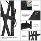 Yaheetech 40" Console Table with Power Outlets and USB Ports, Wood Entryway Table with Charging Station & Storage Shelf, Narrow 2-Tier Sofa Table for Living Room Hallway Foyer, Black