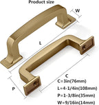 Khtumeware 6 Pack 3 Inch Cabinet Handles - Brushed Brass/Gold Drawer Pulls - Kitchen Hardware for Cabinets and Cupboards
