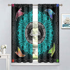Viking Curtains Ancient Nordic Magic Rune Curtains Nordic Mythology Viking Bird Pattern Printed Curtains Bedroom Living Room Decoration Blackout Curtains W84 * L84 Inch