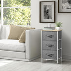 Sorbus Nightstand with 3 Drawers - Bedside Furniture & Night Stand End Table Dresser with Steel Frame, Wood Top, Easy Pull Fabric Bins for Home, Bedroom Accessories, Office & Dorm