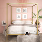ZINUS Patricia Gold Metal Canopy Platform Bed Frame, Mattress Foundation with Steel Slat Support, No Box Spring Needed, Easy Assembly, Full