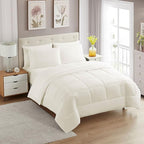Sweet Home Collection 5 Piece Comforter Set Bag Solid Color All Season Soft Down Alternative Blanket & Luxurious Microfiber Bed Sheets, Ivory, Twin XL