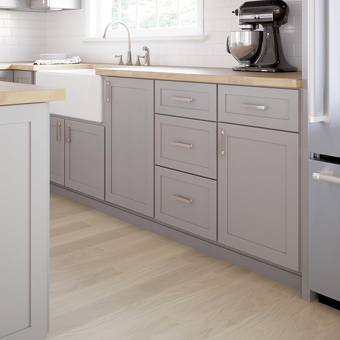 FRANKLIN BRASS Tiered Foot (10-Pack) Cabinet Handles 3-3/4" Hole Center Pulls | Satin Nickel Hardware Kitchen Door, Drawers, Dressers, Furniture P49573C-SN-B