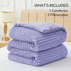 BEDELITE Fleece Queen Comforter Set -Super Soft & Warm Fluffy Lavender Bedding, Luxury Fuzzy Heavy Bed Set for Winter with 2 Pillow Cases
