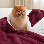 Bedsure GentleSoft Sherpa Fleece Blankets King Size for Bed - Thick and Warm Throw for Girls and Women, Soft Fuzzy Plush King Christmas Blanket for Winter, Burgundy, 108x90 Inches