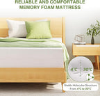 EGOHOME King Size Memory Foam Mattress, 10 Inch Bed Mattress in a Box with Cooling Green Tea Gel, Relieve Pressure with Medium Support, CertiPUR-US Certified, 80''L x 76''W, White