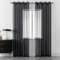 DUALIFE 96 Inches Length Curtains for Living Room Set of 2 Panels Grommet Look Semi Transparent Thin Black Sheer Curtains for Bedroom Backdrop (52" W x 96" L, Black)