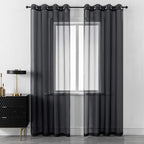 DUALIFE Black Curtains 108 Inches Long for Living Room 2 Panels Grommet Window Semi Sheer Extra Long Curtains for High Ceiling Bedroom Party Parties Backdrop 52X108 Inches 9 FT Floor Length