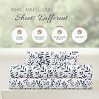 Linen Market Double-Brushed Patterned Microfiber Queen Sheet Set 4 Piece – Oeko-TEX Certified Ultra Soft & Wrinkle-Free - 16" Deep Pocket Sheets - Easy Care Queen Size - Burst of Vines Navy