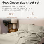 Threadmill Queen Sheet Set | 800 Thread Count Queen Bed Sheets for Queen Mattress with 16” Deep Pocket | Sateen Weave, Better Than Egyptian Cotton, 4-Piece Bedding Set with Cooling Effect | Taupe