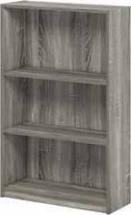 Furinno JAYA Book Shelf, 3-Tier Bookshelf, Bookcase with Adjustable Shelves, 9.5 x 24.5 x 40.3, for Living Room, Bedroom, Home Office, French Oak