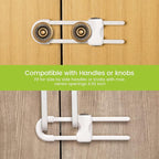 Jetec 10 Pieces Cabinet Locks for Babies, U-Shaped Proofing Drawers Safety Child Locks Adjustable, Easy to Use Childproof Latch for Knob Handle on Kitchen Door Storage Cupboard Closet (White)