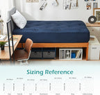 Hansleep Twin Mattress Topper Viscose Derived from Bamboo, Memory Foam Pillow Top Mattress Topper Twin with Deep Pocket, Breathable Mattress Pad for Back Pain Relief, 39" x 75", Navy Blue