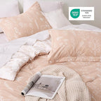 Bedsure Oversized Queen Comforter Set - Dusty Rose Bed Set, 3 Pieces Cute Floral Bedding, 1 Soft Reversible Botanical Flowers Comforter and 2 Pillow Shams