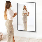 Black Bathroom Mirror for Wall, 60x40 Inch Rectangle Mirrors with Metal Frame, Modern Vanity Wall Mirror Decor for Entryway Hangs, Bathroom Living Room Horizontal or Vertical