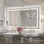 60"x 36" LED Bathroom Mirror with Black Frame, Bathroom Mirror with Lights Front and Backlit, Lighted Mirror Stepless Dimmable, Anti-Fog, Memory, LED Vanity Mirror with Lights 3 Colors
