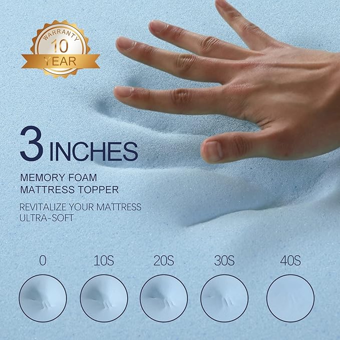 VALUXE 3 Inch Gel Memory Foam Mattress Topper California King Size High Density Cooling Pad Pressure Relief Bed Topper (with Removable & Washable Bamboo Cover)