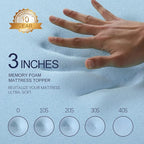 VALUXE 3 Inch Gel Memory Foam Mattress Topper Full Size High Density Cooling Pad Pressure Relief Bed Topper Grey (with Removable & Washable Bamboo Cover)