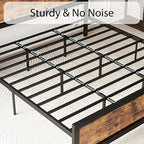 LIKIMIO King Bed Frame with Headboard and Footboard, Metal Strong Supports, Easy Assembly, Noise-Free, No Box Spring Needed, Vintage Brown