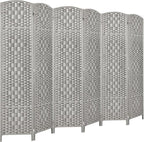 Rose Home Fashion 6 ft Tall Room Divider, Room Dividers and Folding Privacy Screens, 15.7in Privacy Screen 6 Panel Partition Temporary Wall Separation for Private, Stone Grey