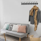 Coat Rack Wall Mount with 10 Tri Hooks, Stainless Steel 32 Inch – Black Matte Finish, Heavy Duty Wall Mounted Hook Rack for Coats, Hats, Towels, Scarfs, Robes, Bags, Entryway & Bathroom - 2 Pack