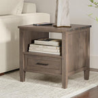 SIMPLIHOME Ela SOLID WOOD 20 inch Wide Rectangle Transitional End Table in Smoky Brown for the Living Room and Bedroom