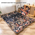 MAXYOYO Japanese Futon Mattress Floor Mattress Sleeping Pad Foldable Bed Roll Up Camping Cushion Floor Lounger Bed Couches and Sofas Couch Topper, Black Floral, Full Size