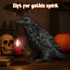 Gothic Home Decor Fake Crow Light Holder Raven Lamp Tealight Candle Holder Resin Statue Half Silver