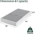 ZINUS No Assembly Metal Box Spring, 7.5 Inch White Mattress Foundation, Sturdy Metal Structure, Twin