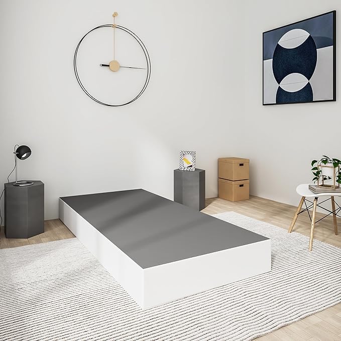Qingzhou Box Spring Twin Bed Bases, 9 Inch High Metal Twin Box Spring Only, Heavy Duty Mattress Foundation with Fabric Cover, Easy Assembly, Quiet Noise Free, Non Slip, Black