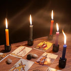 Black Spell Candle Holders 5 PCS, KSWING 1/2 Inch Diameter Ceramic Chime Ritual Candlestick Holders, Great for Casting Meditation Rituals Prayer Birthdays Altar Vigil Witchcraft Wiccan Supplies