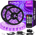 Upgraded 33ft/10M LED Black Light Strip Set with Remote, 600 LEDs, 12V Self-Adhesive Dimmable Black Light Fixture, for Dance Parties, SMD2835 LED Lamp Beads, Non-Waterproof