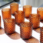 Woho 24pcs Amber Candle Holders for Votive Candles/Tealight Candles, Brown Votive Candle Holder for Boho Home Decor, Glass Tea Lights Candle Holder for Wedding Party Christmas