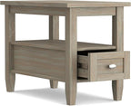 SIMPLIHOME Warm Shaker SOLID WOOD 14 inch Wide Rectangle Transitional Narrow Side Table in Distressed Grey for the Living Room and Bedroom