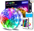 phopollo LED Lights for Bedroom 200ft, Music Sync Color Changing, Smart App Control with Remote, Ultra-Long LED Strip Lights for Party, Home Decoration.