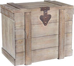 Household Essentials White Washed Rustic Decorative Wooden Trunk, Medium