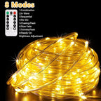 LED Rope Lights Battery Operated String Lights-40Ft 120 LEDs 8 Modes Outdoor Waterproof Fairy Lights Dimmable/Timer with Remote for Camping Party Garden Holiday Decoration(Warm 1 Pack)