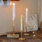 Hurricane Candle Holders Metal Candlestick Holder for Glass Taper Tall Candle Holders with Candles Stands for Home Decor, Christmas, Dinning, Wedding, Housewarming Gifts (6, Gold)
