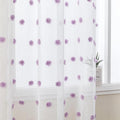 MYSKY HOME Purple Curtains for Girls Bedroom 90 Inch Long White Sheer Curtains with Lilac Pom Pom for Living Room Nursery Curtains 2 Panels Light Filtering Rod Pocket Semi Window Drapes 52 x 90 inch