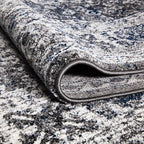 Keen Home Design Area Rugs - Non-Shedding, Thick Pile Abstract Rugs for Kitchen, Living Room, Bedroom, Dining Room, Entryway (Medallion Grey/Blue/Cream, 7'3'' x 10'2'')