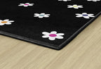 Flagship Carpets Schoolgirl Style Small Daisies on Black Educational Area Rug for Kids Room Seating Décor, Children's Classroom, Play Carpet for Teaching and Playroom, 7'6 "x 12'