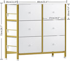 BOLUO White Dresser for Bedroom 6 Drawer Small Dresser Organizers Fabric Storage Chest Tower Dressers Unit for Closet Nursery Hallway Office, Kids and Adult Modern Gold