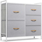 ROMOON Dresser for Bedroom, Storage and Organizers for Closet with 5 Drawers, Small Fabric Dresser and Chests of Drawers for Kids Bedroom, Nursery, Living Room, Hallway (Grey)