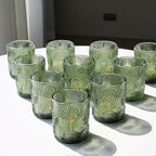 Woho Green Votive Candle Holders Set of 12, Green Glass Tealight Candle Holder for Wedding Party Table Centerpiece, Tea Lights Candle Holder Vintage for Fall Thanksgiving Christmas Decor