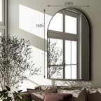HARRITPURE Arched Wall Mirror 24"x36" – Black Metal Frame Vanity Mirrors for Bedroom, Entryway, Living Room Decor