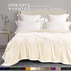 Exclusivo Mezcla Plush Fuzzy Fleece Bed Blanket Queen Size, Super Soft, Fluffy and Warm Blankets Suitable for All Seasons (Ivory, 90x90 Inches)