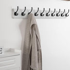 SKOLOO Rustic Wall Mounted Coat Rack, Case of 2, Pine Solid Wood Coat Hook Hanger - 10 Hooks for Hanging Clothes Robes Towels Coats