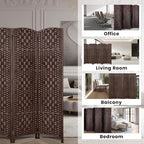 Rose Home Fashion Room Divider, 6 ft Tall Room Dividers and Folding Privacy Screens, 16in Privacy Screen 4 Panel Brown Space Temporary Wall Foldable Partition Separation